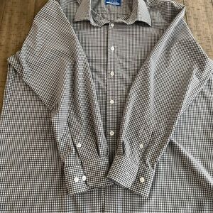 Haggar Brown and White Gingham Shirt